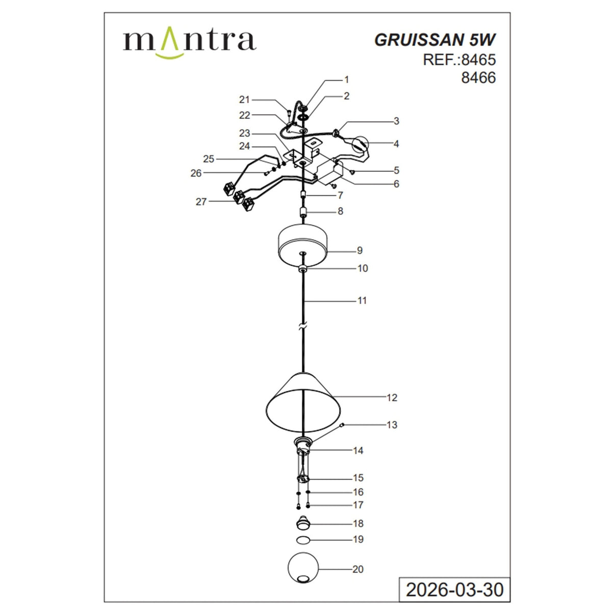LAMPA WISZĄCA GRUISSAN OD MANTRA 8466
