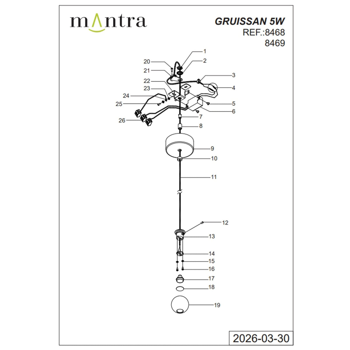 LAMPA WISZĄCA GRUISSAN OD MANTRA 8469