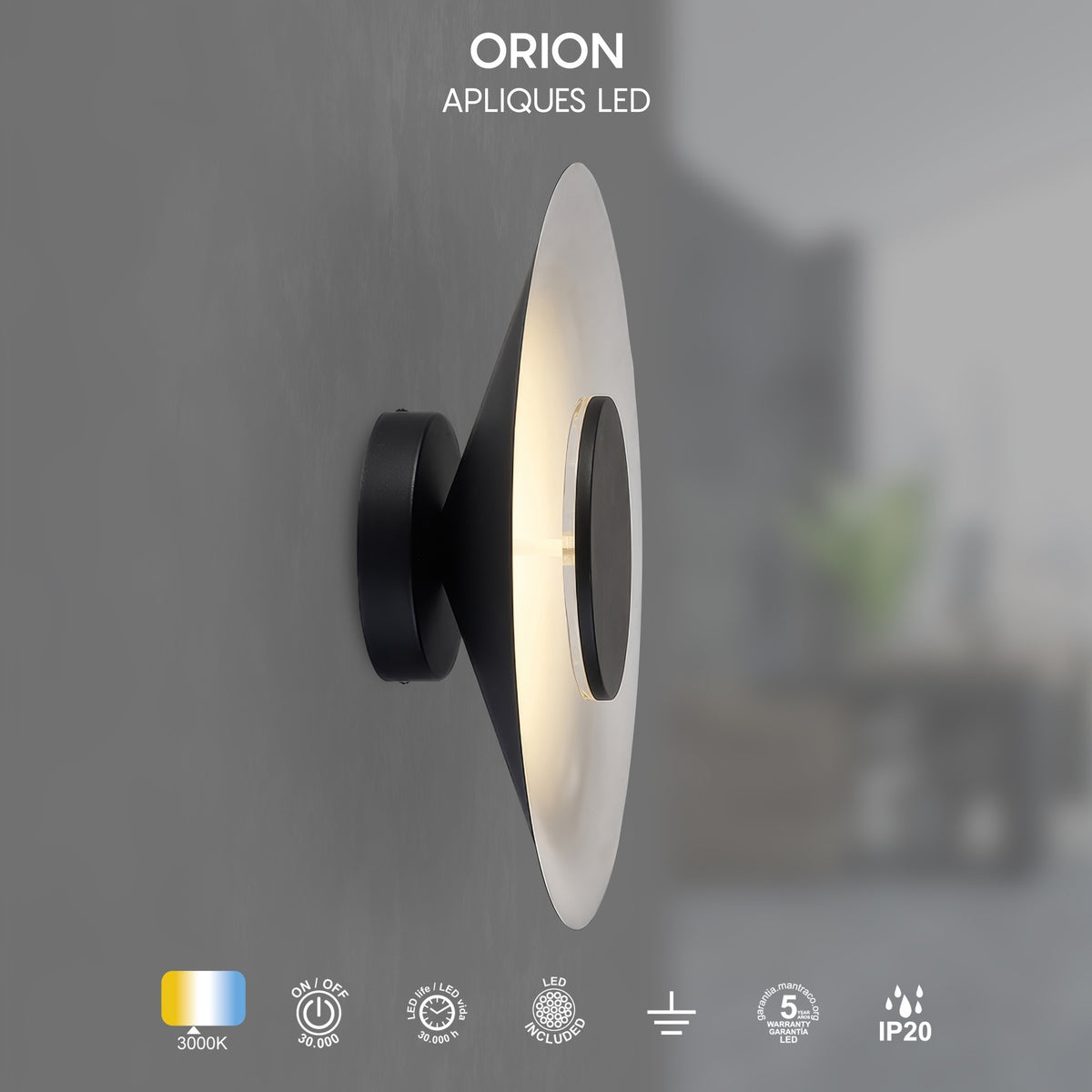 LAMPA ŚCIENNA ORION OD MANTRA 8128