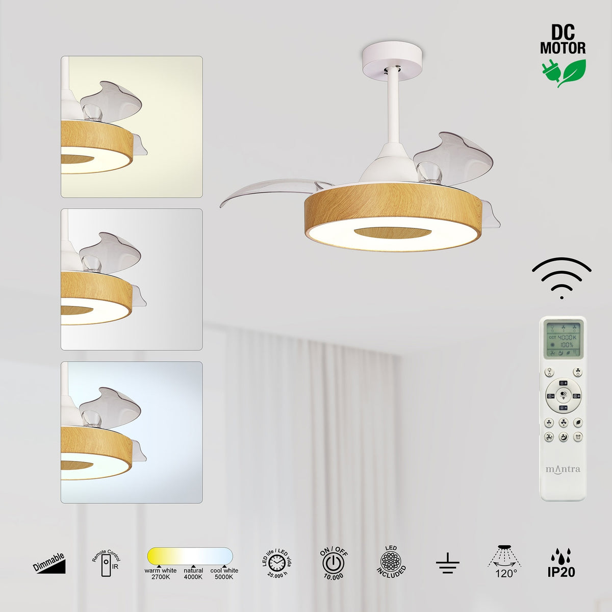 LAMPA WENTYLATOR SUFITOWY COIN FAN MINI OD MANTRA 8220