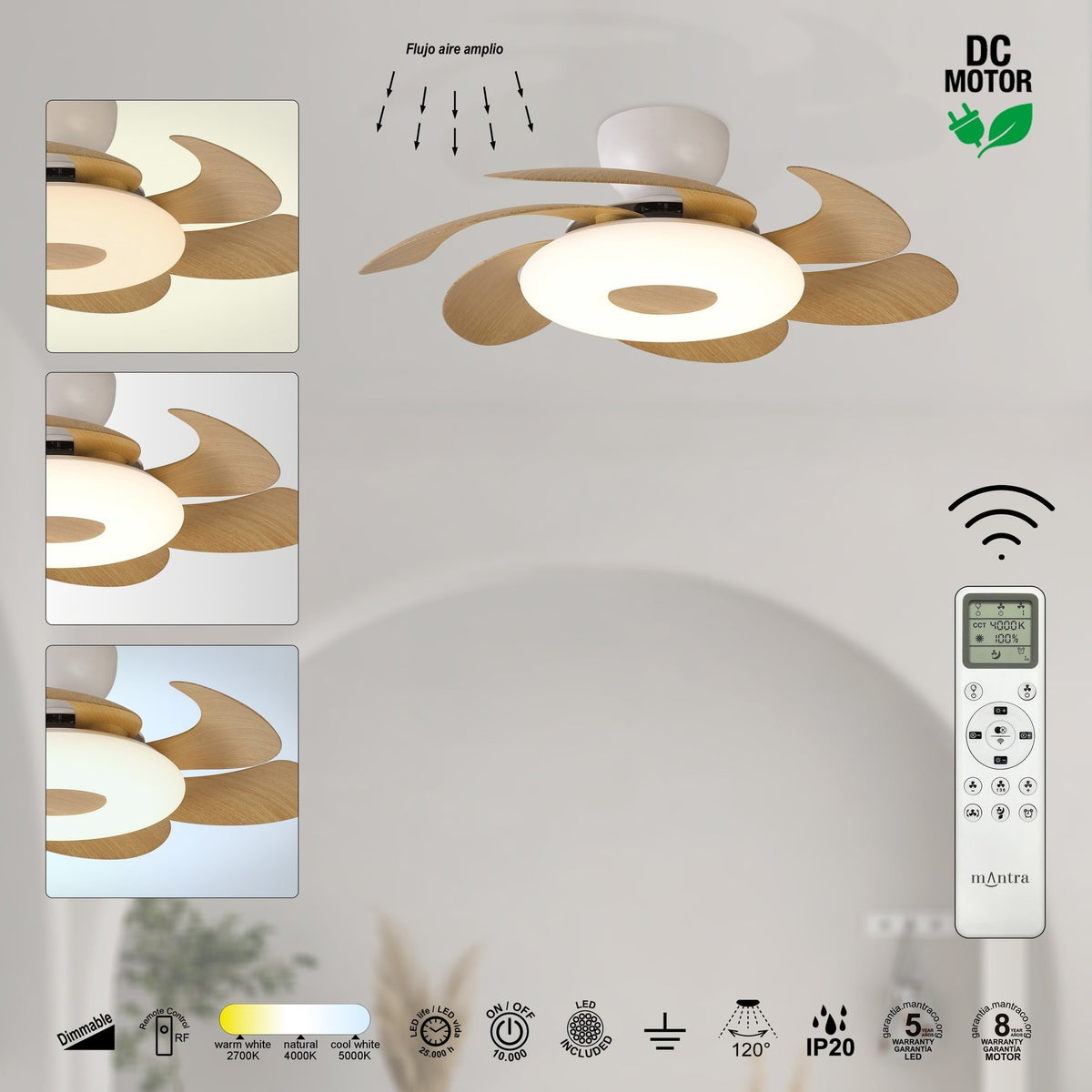 LAMPA WENTYLATOR SUFITOWY FLOWER OD MANTRA 8704