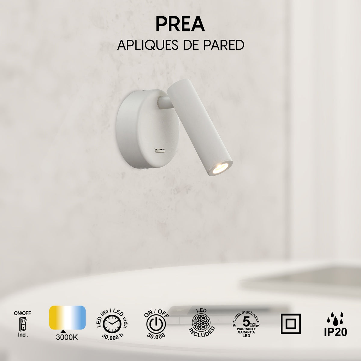 LAMPA ŚCIENNA PREA OD MANTRA 6075