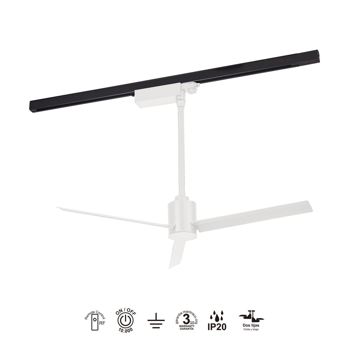LAMPA WENTYLATOR SUFITOWY VENTILADOR DE CARRIL OD MANTRA 8926
