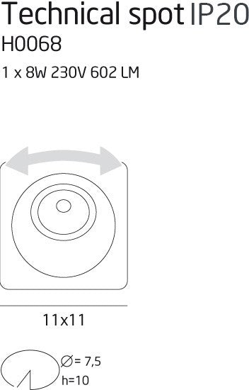 OŚWIETLENIE TECHNICZNE WPUSZCZANE TECHNICAL KREMOWY OD MAXLIGHT H0068