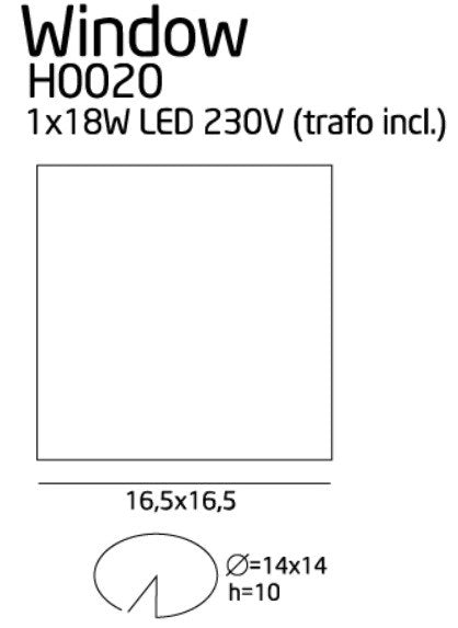 OŚWIETLENIE TECHNICZNE WPUSZCZANE WINDOW BIAŁY OD MAXLIGHT H0020