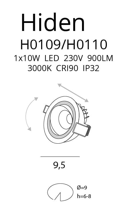 OŚWIETLENIE TECHNICZNE WPUSZCZANE HIDEN BIAŁY OD MAXLIGHT H0109