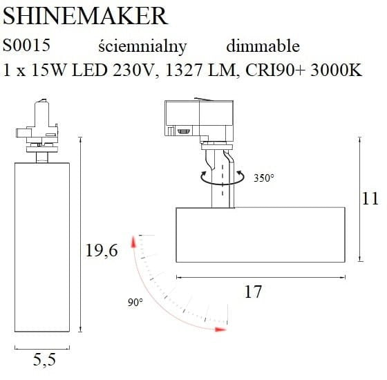 OPRAWA SYSTEMY SZYNOWE 3-FAZOWE SHINEMAKER BIAŁY OD MAXLIGHT S0015