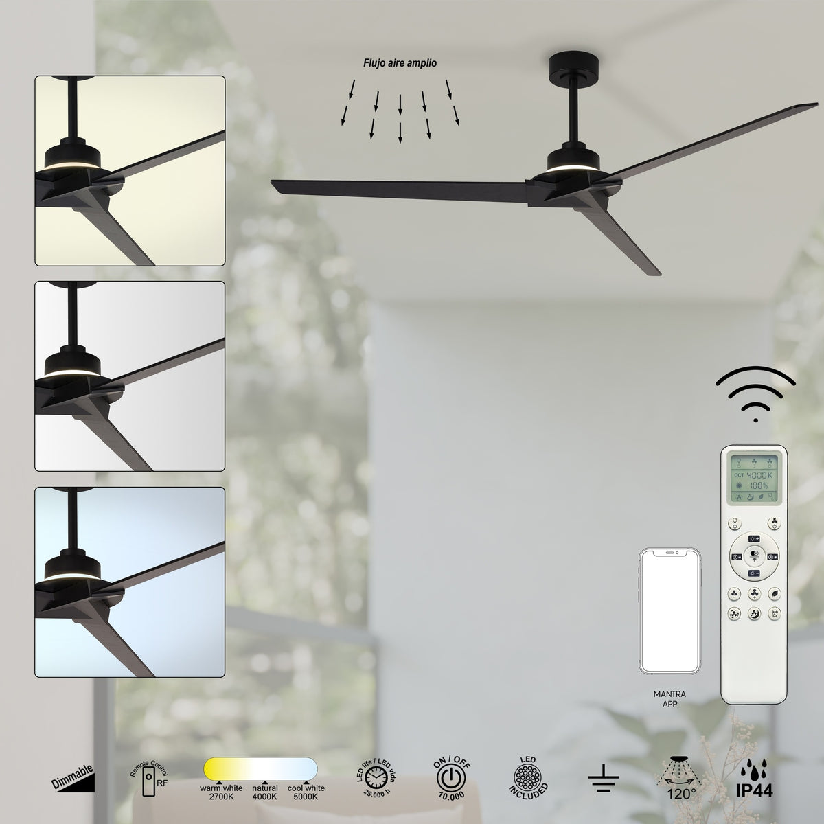 LAMPA WENTYLATOR SUFITOWY BRISA OD MANTRA 8723