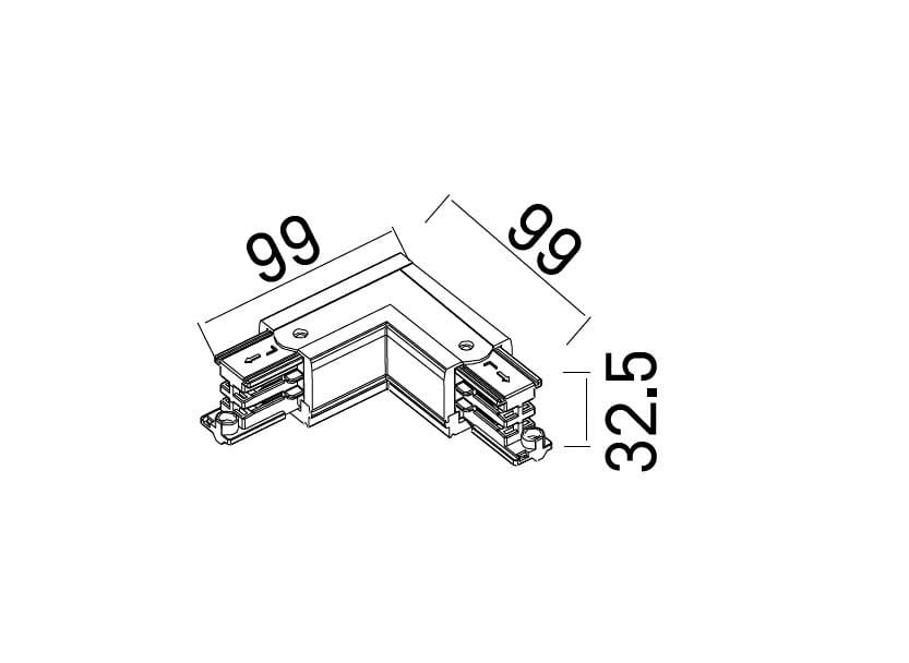 AKCESORIUM SYSTEMY SZYNOWE 3-FAZOWE 3F CZARNY OD MAXLIGHT MHT1-L/L-BK