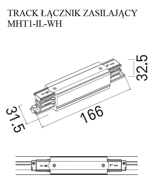 AKCESORIUM SYSTEMY SZYNOWE 3-FAZOWE 3F BIAŁY OD MAXLIGHT MHT1-I-WH