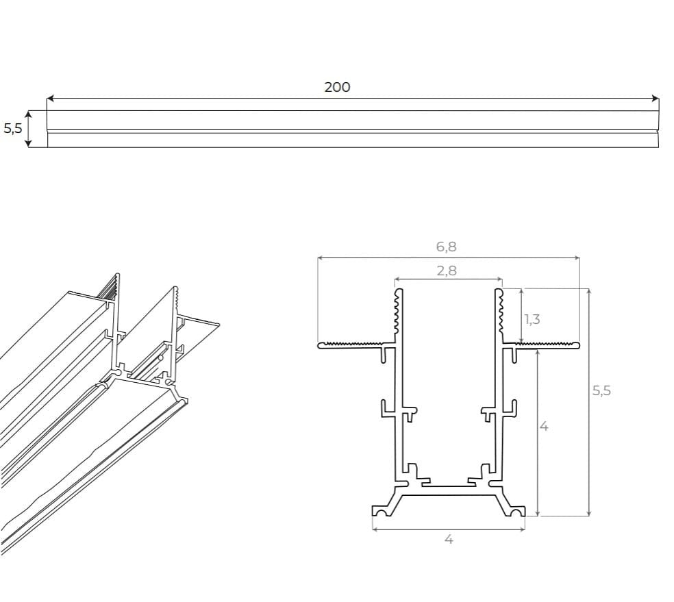 SZYNA SYSTEMY SZYNOWE MAGNETYCZNE MAGNETIC MEC CZARNY OD MAXLIGHT MT0007
