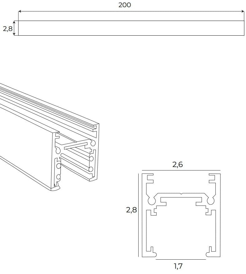 SZYNA SYSTEMY SZYNOWE MAGNETYCZNE MAGNETIC MEC CZARNY OD MAXLIGHT MT0012