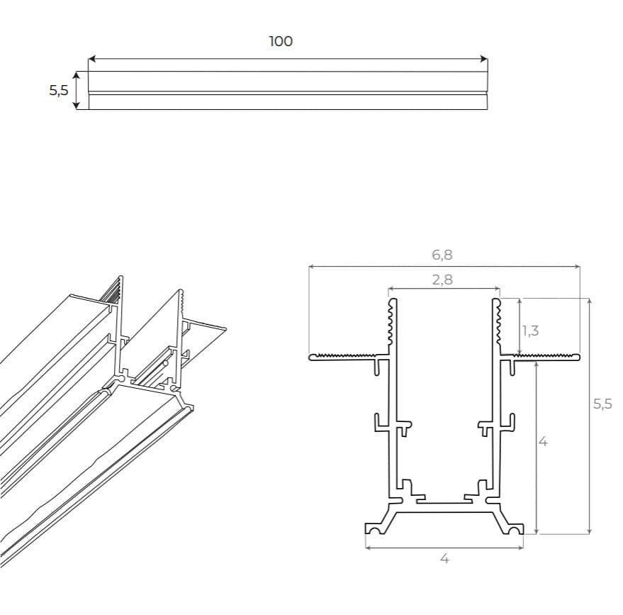 SZYNA SYSTEMY SZYNOWE MAGNETYCZNE MAGNETIC MEC BIAŁY OD MAXLIGHT MT0023