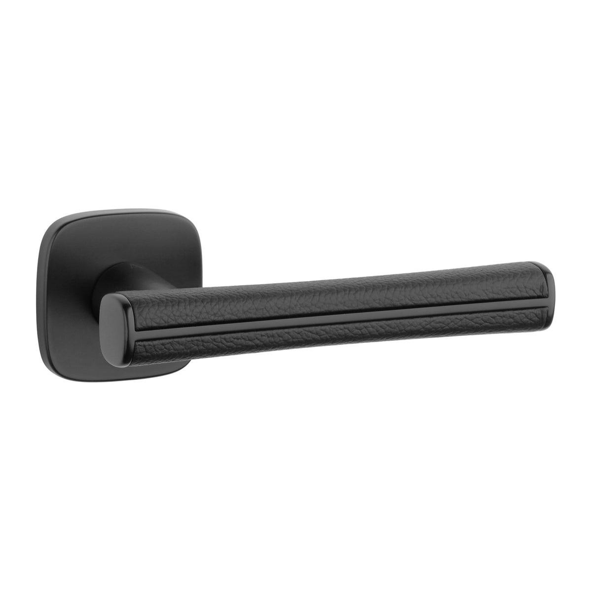 KLAMKA  Davidia ROZETA QR SLIM 7MM BK/BLACK LEATHER OD APRILE
