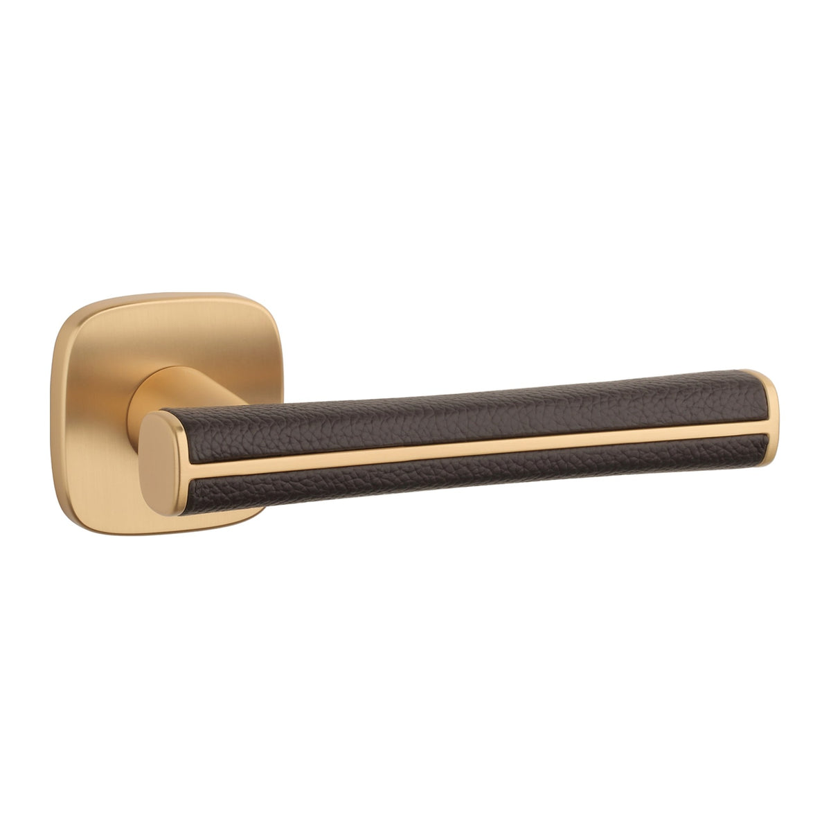 KLAMKA  Davidia ROZETA QR SLIM 7MM KG/BROWN LEATHER OD APRILE