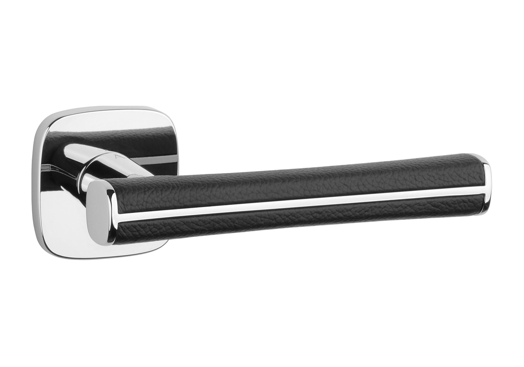 KLAMKA  Davidia ROZETA QR SLIM 7MM LC/BLACK LEATHER OD APRILE