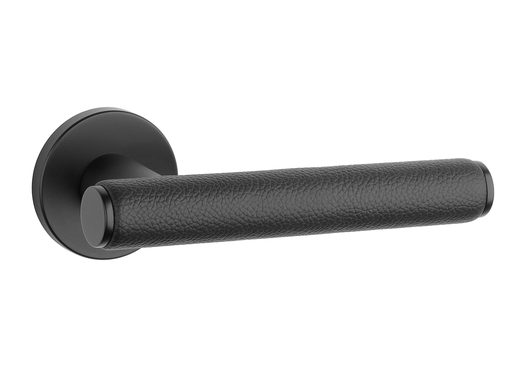 KLAMKA  Egeria ROZETA R SLIM 7MM BK / BLACK LEATHER OD APRILE